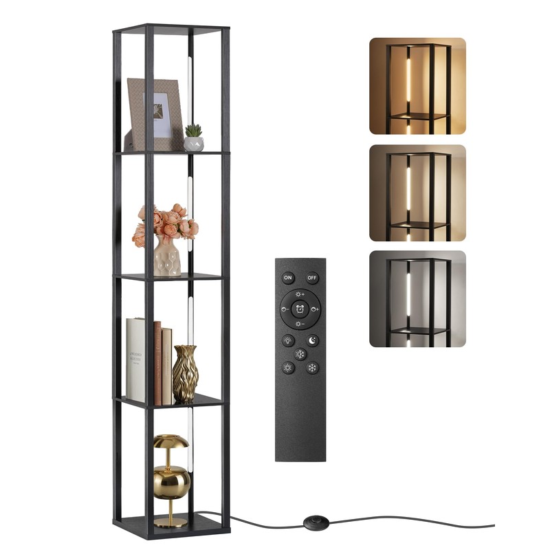 GOEBLESON 64.2" Display Shelf with Light, Modern Corner Floor Lampe