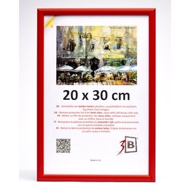 3-B Maui Picture Frame, Red, 20 x 30 cm, Wooden Frame, Photo Frame, Portrait Frame with Acrylic Glass