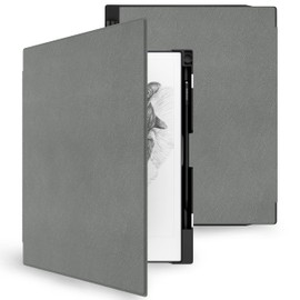 MyGadget Magnetic Case for Remarkable 2 Paper [10.3 Inch - 2020] - Cover with Integrated Pen Holder - Hard Back - Faux Leather Case - Dark Grey