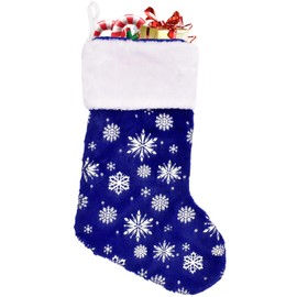 20 Inch Blue Christmas Stocking Set Stocking Christmas Stocking Filling Classic Snowflake Pattern with Shiny Silver Silk for Christmas Decoration Santa Socks for Indoor Fireplace Decoration