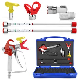 7PCS Airless Paint Sprayer Gun Set with 3600 PSI Airless Paint Sprayer Gun,1 Nozzle Guard,1 Reversible 517 Spray Tips,2 Extension Wand,1 Swivel Joint and Spraying Equipment Storage Box