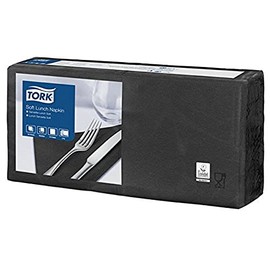 Tork 477864 Soft Lunch Napkin, 33 x 33 cm, 3-Ply, 1/4 Fold, 1X150, Black
