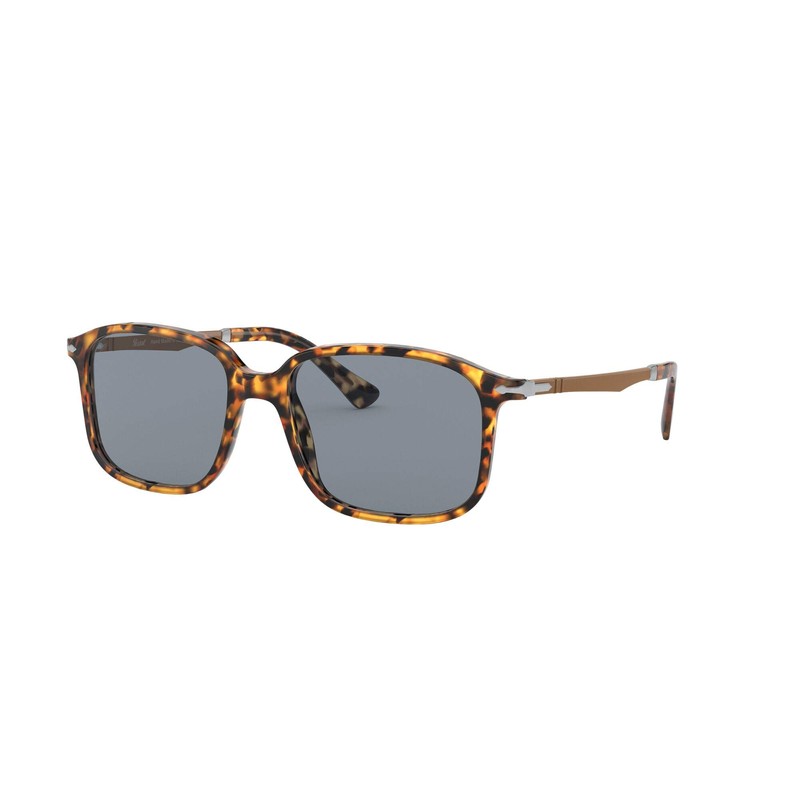 Persol PO3246S Rectangular Sunglasses, Madreterra/Light Blue, 53 mm