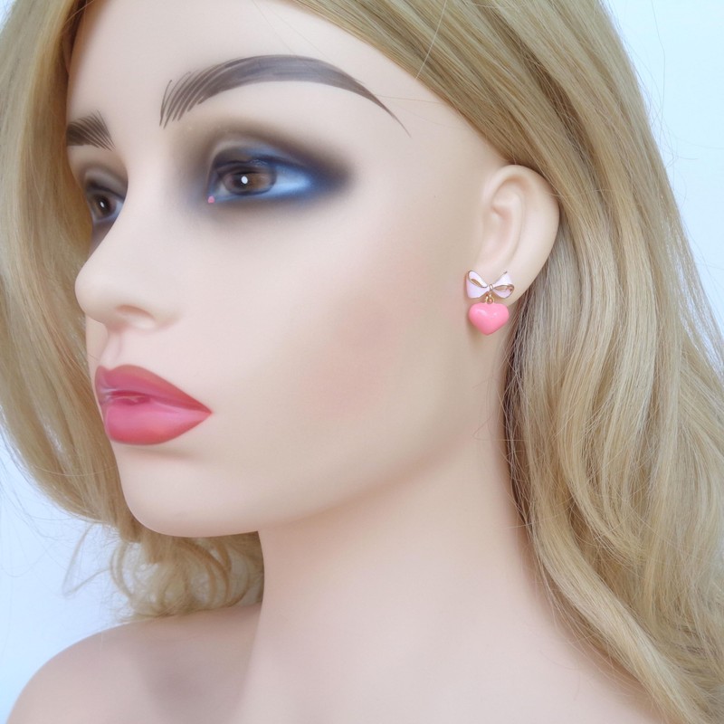 Navachi 18k Gold Plated Bow Heart Colorful Candy Enamel Womens