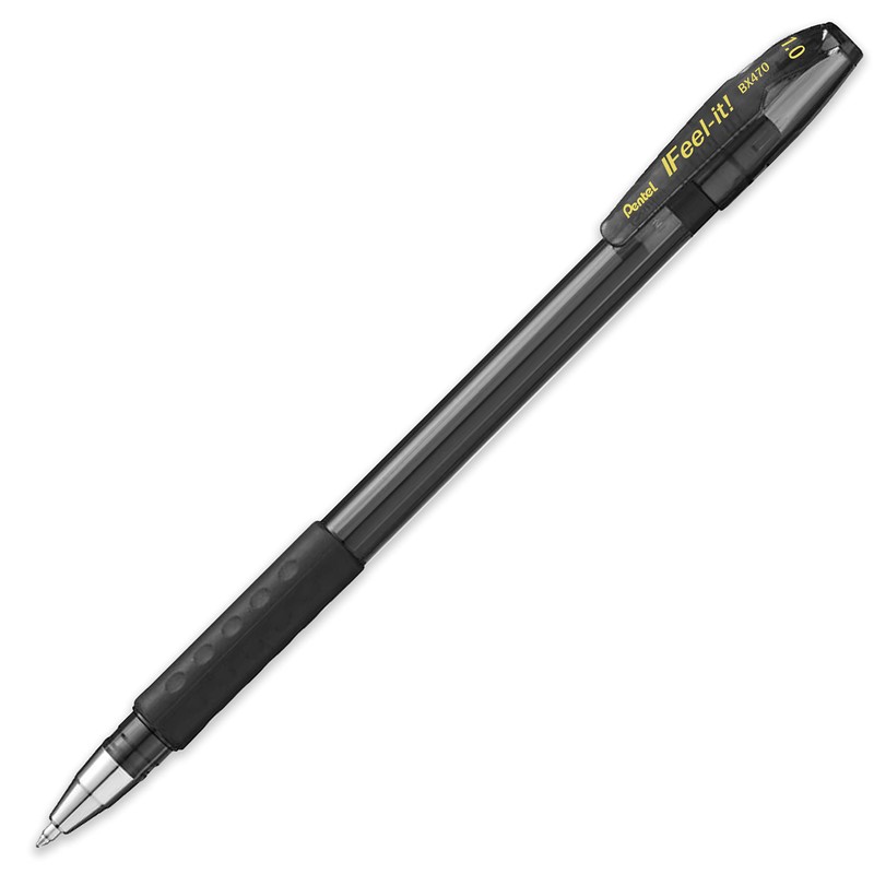Pentel - Feel-It! BX490-1.0mm Ergonomic Stick Ballpoint Pen - Pack