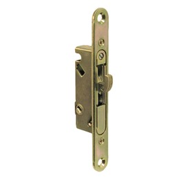 FPL Bali NAI Sliding Glass Door Handle and Mortise Lock Set with Oak Wood Pull in Black Finish, Standard 3-15/16” CTC Screw Holes, 1-1/2" Door Thickness