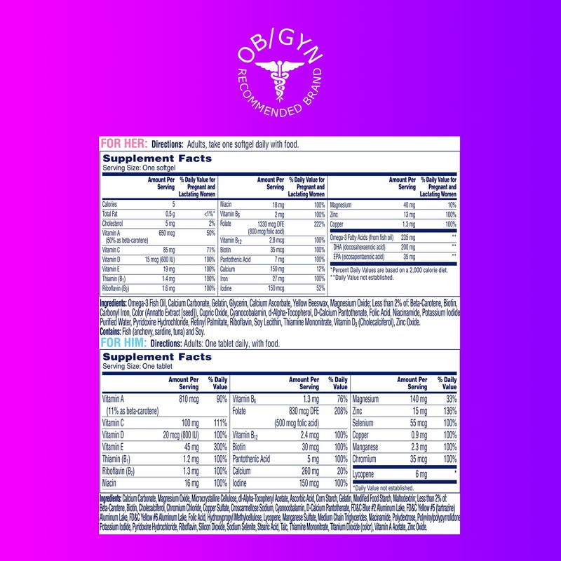 One A Day Men's & Women's Pre-Pregnancy Multivitamin Softgel including