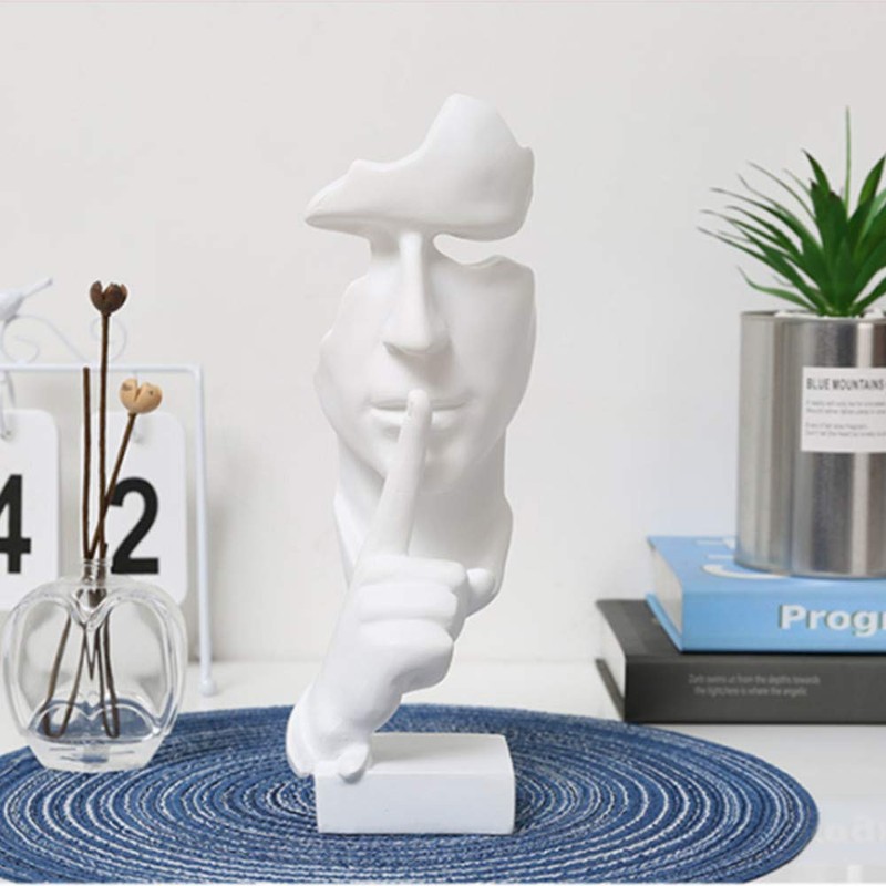 Asng Creative Abstract Men Figurine Sculptures, Keep Silence Statue, Thinker