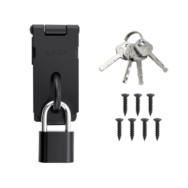 Sayayo Door Hasp Latch Lock 3 Inch with Padlock, SUS304