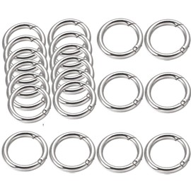 Spring O Rings, Granmagazz 20Pcs Spring O Ring Zinc Alloy Spring Clip, Spring O Rings Round Carabiner Snap Clip, Spring Snap Clip for Keychain Necklace Jewelry DIY Key Chains, Purse, Bag (Silver)