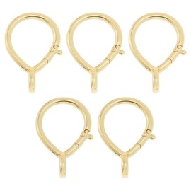 Hobbspring 5Pcs Brass Keychain Clasp Teardrop Key Chain Lock Charms Golden Locking Carabiner Connector Key Chain Ring for Key Chain Handbag Decor Jewelry Making