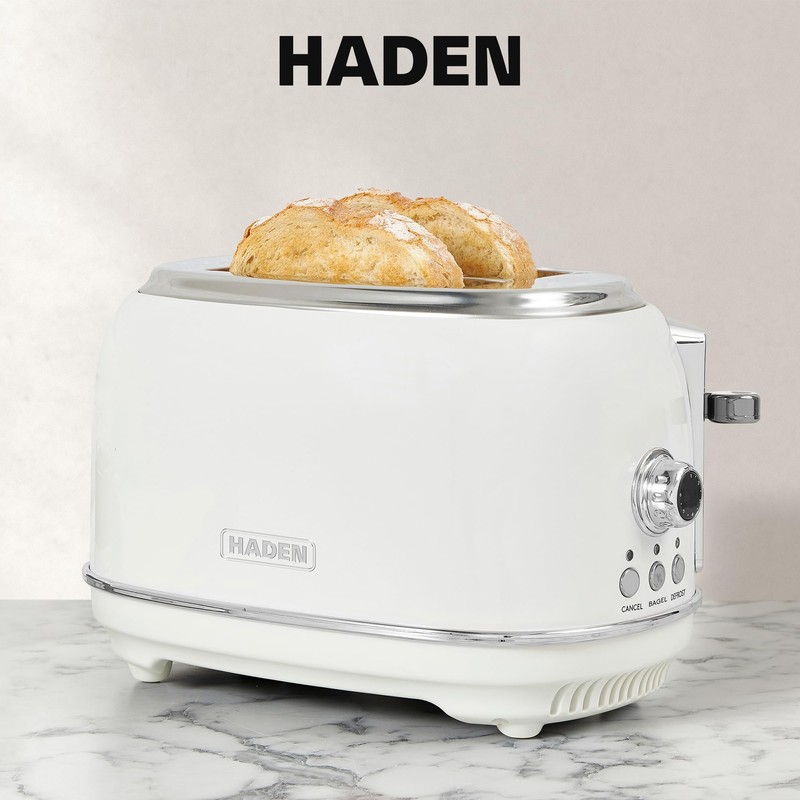 Haden Heritage 2-Slice Wide-Slot Toaster, Stainless-Steel Bread Toaster with Adjustable