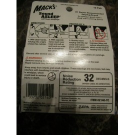 Macks Mack's Sound Asleep Foam Earplugs Noise Snoring Airplane Nascar Work 2140-TC