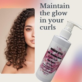 MAJESTIC STYLE Professional Curl Defining Cream With Natural Rose & Shea Oil 6.8 fl oz, Prevent Dryness, Promotes Silkiness, Shine, Body, Volume, Enhances Curls With Soft Tames Frizz & Flyaways.
