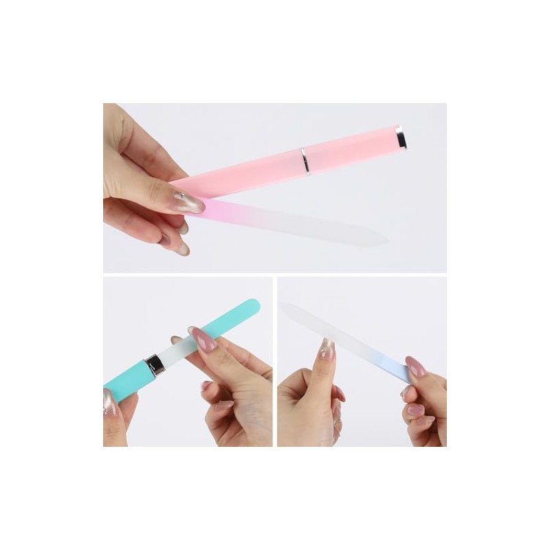 Tbestmax Lima de uñas de cristal para uñas naturales, paquete