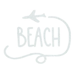 Beach Vacation Iron On Shirt Decal, Plane Travel Apparel Heat Transfer, DIY Craft, HTV Graphic State Novelty Quote Vinyl Patch, Pick Size Color, Iron-On Most Items (White Glitter)