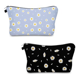 SYEYCW 2 Pcs Small Makeup Bag, Cute Waterproof Makeup Bag, Floral Makeup Bag, Cosmetic Bag for Travel, Portable Toiletry Bag, Beauty Makeup Travel Accessory, Small Toiletry Bag, for Women Girls Gift