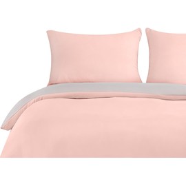 Utopia Bedding Utopia Bedding King Size Duvet Cover Set - Soft Microfibre Polyester Duvet Cover with 2 Pillowcases - 3 Piece Set (Grey/Pink)