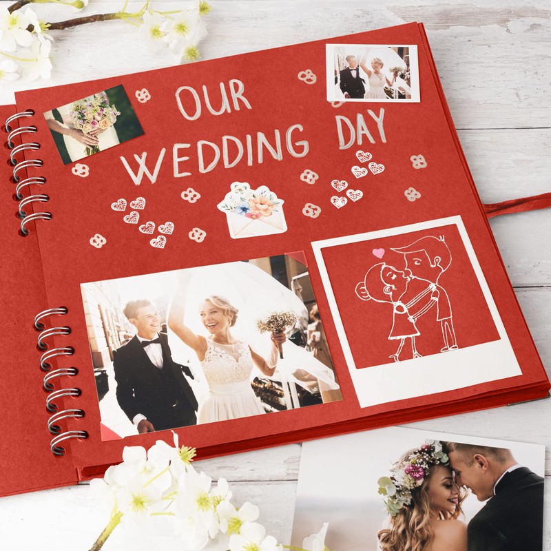 Bstorify 25.4 x 25.4 Cm Scrapbook Album 70 Pages Red