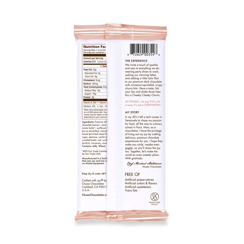 Chuao Chocolatier Cheeky Cheeky Churro Dark Chocolate Gourmet Bars |