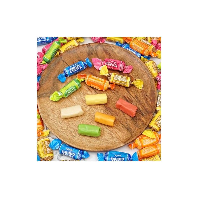 Fruit Chews, 2lb Bulk Bag (Approx. 140 Pieces), Taffy Candy,