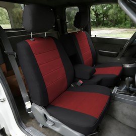 EDIETH Premium Knitted Front 60/40 Split Seat Covers for Toyota Tacoma 1995 1996 1997 1998 1999 2000 Protective & Stylish with Headrests and Console Cover Easy to Clean - Red