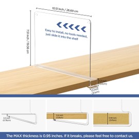 HBlife 12 Pack Clear Shelf Dividers, Vertical Purse Organizer for Closet Perfect for Sweater, Shirts, Handbags in Bedroom and Kitchen, Adjustable Acrylic Bookshelf for Organization