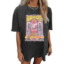 Gold Dust Old School Band T-Shirt Women Country Music Oversized Shirts Rock Band Tshirt Vintage Trendy Graphic Tees (Grey.XL)