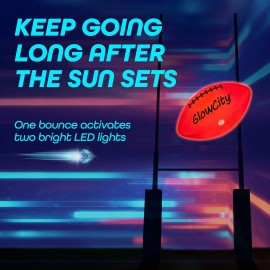 GlowCity Led Light Up Football Size 6 Bright Red For Kids Glow In The Dark Play