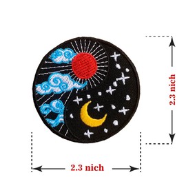 Day and Night Iron On Patches, Cute Decor Patches for Dress Backpacks Clothes Pants Jeans Hats, Embroidery Applique DIY Accessory