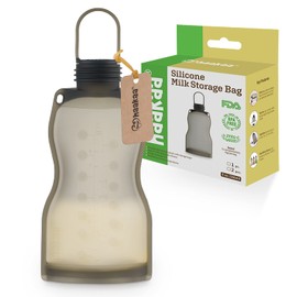 haakaa - Bolsa de almacenamiento de leche de silicona, bolsas reutilizables de leche materna para lactancia, silicona de grado alimenticio, sin BPA, 9 onzas/260 ml (1 unidad)