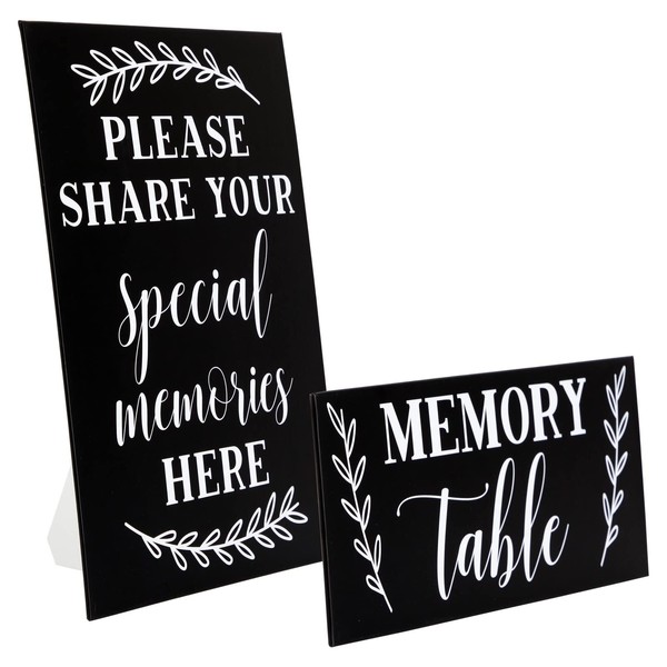 2 Card Sign Set for Funeral Memory Table, Please Share Your Memories, 2 Sizes