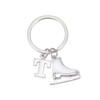 Amaxer White Enamel Ice Skates Shoes Pendant Keyring Alphabet Letters