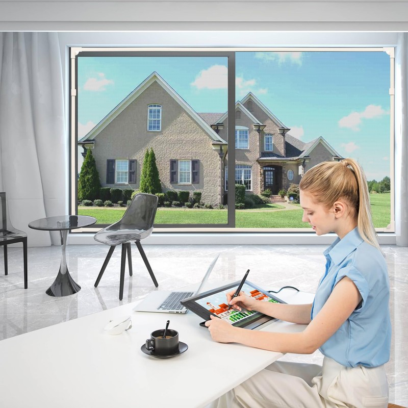 DIY Adjustable Size Magnetic Screen Door Kit (White Frame +