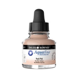 Daler-Rowney Aquafine Watercolor Ink Peach Pink 29.5ml - Versatile Liquid Watercolor Ink for Artists and Students - Use with Paint Brushes, Technical Pens, Airbrushes, and Paint Markers