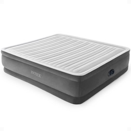 Intex 18" Inflatable King Air Mattress, Elevated Premium Comfort with Built-in Pump, Self-Inflating Portable Blow-Up Airbed for Guest Bed or Camping