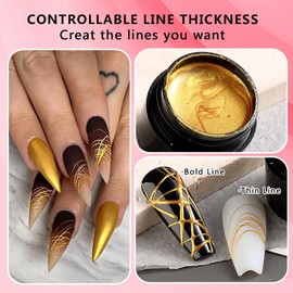 SUTOKAKA 6 Colors Spider Gel Set, Elastic Drawing Spider Gel with Nail Art Brush, White Black Red Blue Gold Silver Paint Wire Drawing Gel Polish Manicure DIY Nail Designs