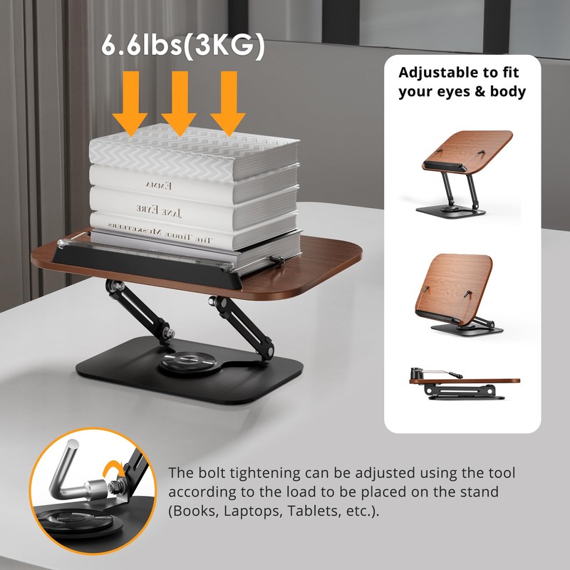 SupeDesk Book Stand for Reading, Adjustable Book Holder with 360°