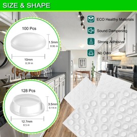 Furnigear Cabinet Bumpers Soft Self-Adhesive Clear Rubber Bumper- Cabinet Door pumpers dots Clear Cabinet stoppers Furniture Noise Reducing Silicone Rubber Bumper Extremely Durable(228Pcs)