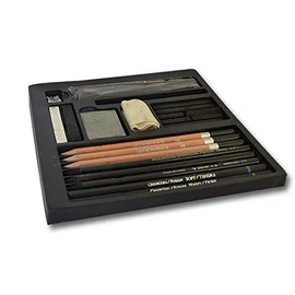 Honsell 48233 Jaxell Drawing Charcoal Set, 24 Pieces, Ideal Basic Equipment for Artists, Art Students and Beginners, Colourful