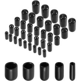 MACHSWON 50pcs Rubber End Caps 5 Sizes (3mm, 5mm, 6mm, 8mm, 9.5mm) Vinyl Round End Caps Screw Thread Protective Caps Pipe Bolt Cap for Protecting Screws, Pipes, Cables, Wires