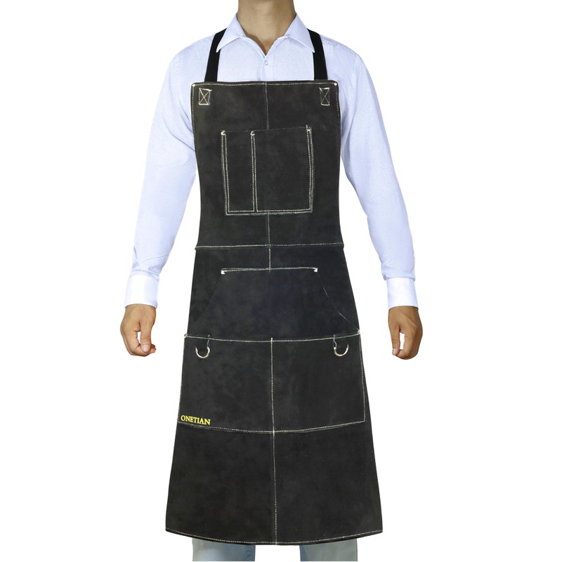 ONETIAN Leather Welding Apron with Soft Lining, Multi Pockets -