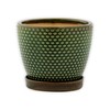 6" Green Hobnail Pot with Saucer