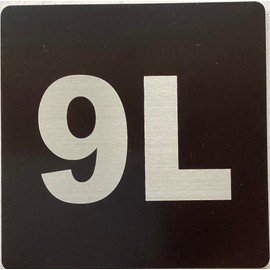 Apartment number 9L sign - UNIT NUMBER 9L SIGN/SUITE 9L SIGN (BLACK, SIZE 4x4 inch, DOUBLE SIDED TAPE) -Broadway Line