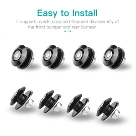 Bumper Quick Release, Mellbree Upgrade Quick Release Trunk Front Rear Bumper Holders with Stainless Steel Screws Kit Compatible for Car Bumper (Black 4 x Quick Release Tabs with 12 x O-Ring）