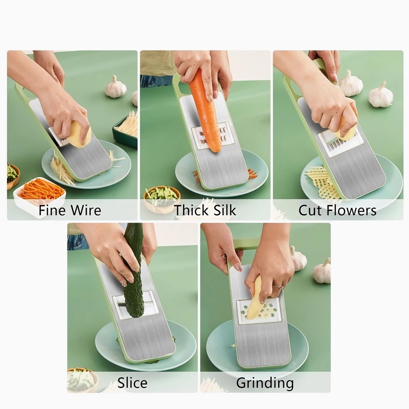2 Pack Stainless-Steel Mandoline Slicer for Kitchen, 6-in-1 Vegetable Cutter,