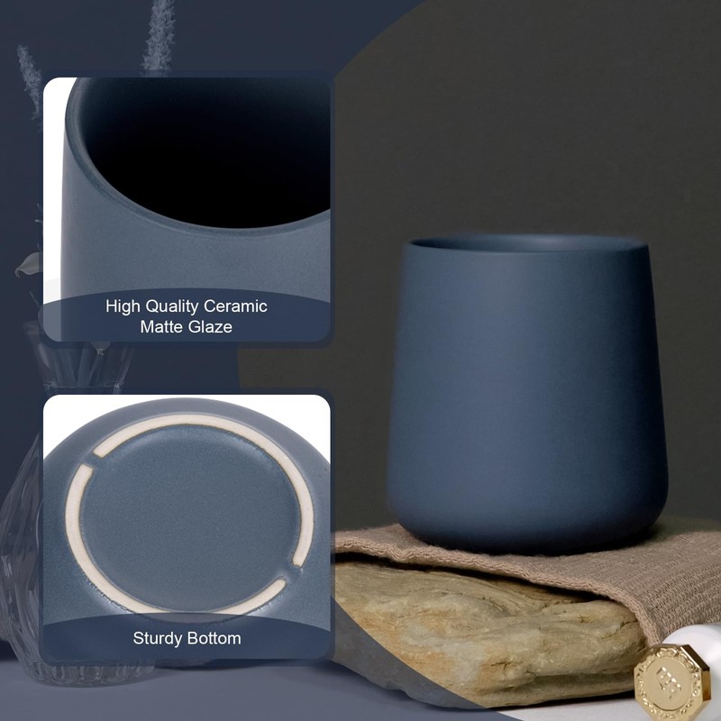 INGOFIN 12 oz Ceramic Toothbrush Holder, Toothpaste Holder and Cup