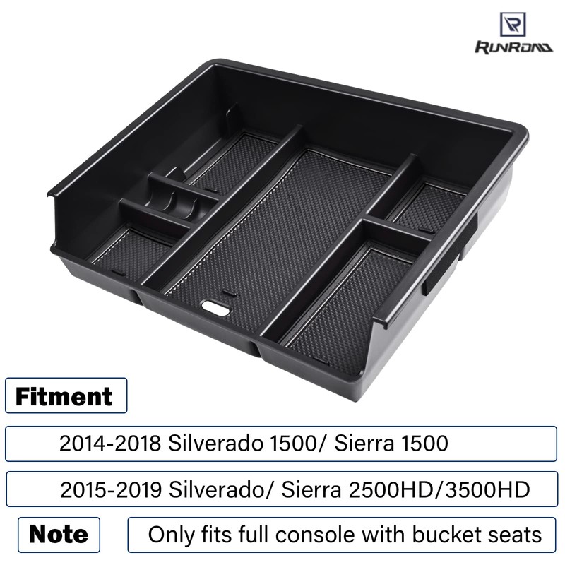 RUNROAD Center Console Organizer Compartment Tray Compatible with Chevy Silverado/GMC
