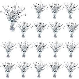 FUBININA 18 Pack Metallic Foil Spray Centerpiece Star Table Decoration Burst Table Centerpieces for Birthday Wedding Anniversary Graduation Holiday Party Supplies Decor, Silver