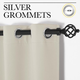 NICETOWN Blackout Curtains, Beige Curtains, Set of 2, H 120 x W 107 cm, Opaque Curtain with Eyelets, Living Room, Short Window Curtains, Modern Thermal Curtains, Light Beige, H 120 x W 107 cm